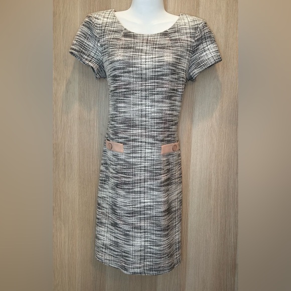 Connected Apparel Nora Tweed Pocket Detail Dress in Cameo Size 8P Light Academia - Picture 1 of 8